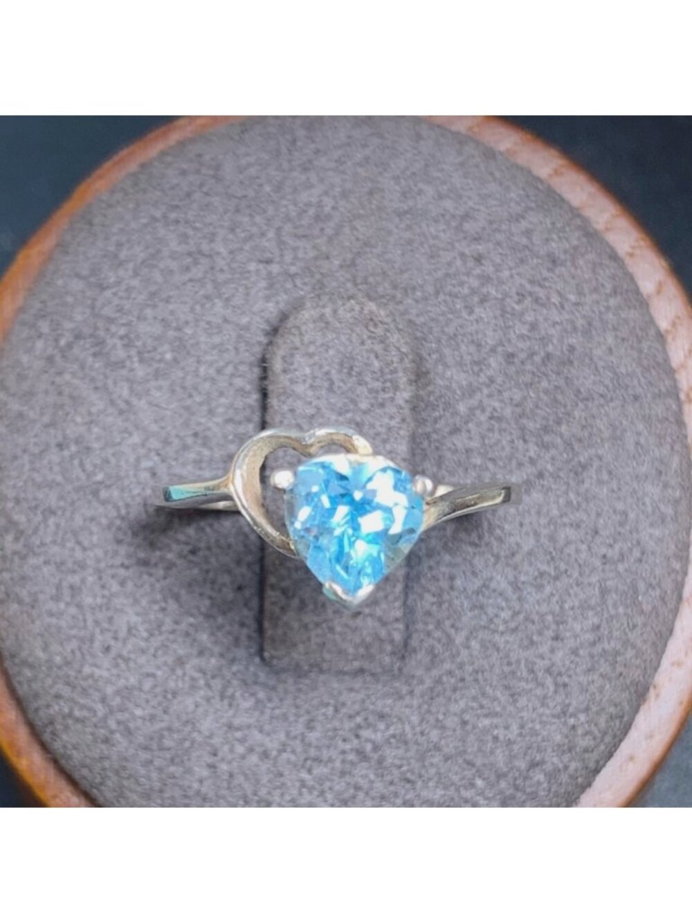 Blue Topaz Sterling Silver 925 Heart Ring Mom Daughter Promise Ring SZ 5.5